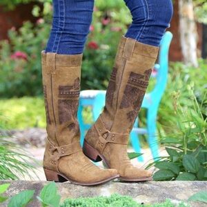 Junk Gypsy by Lane She Who Is Brave Suede Cowboy Boots Women 11 Tan